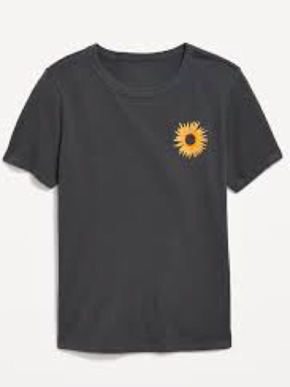 Black Crewneck Short Sleeve Tee Sunflower Graphic + Fresh & Local Back Print, S